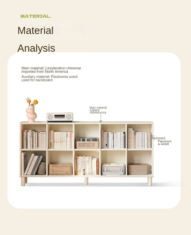 Poplar Solid Wood Bookcase Free Combination Cream Style