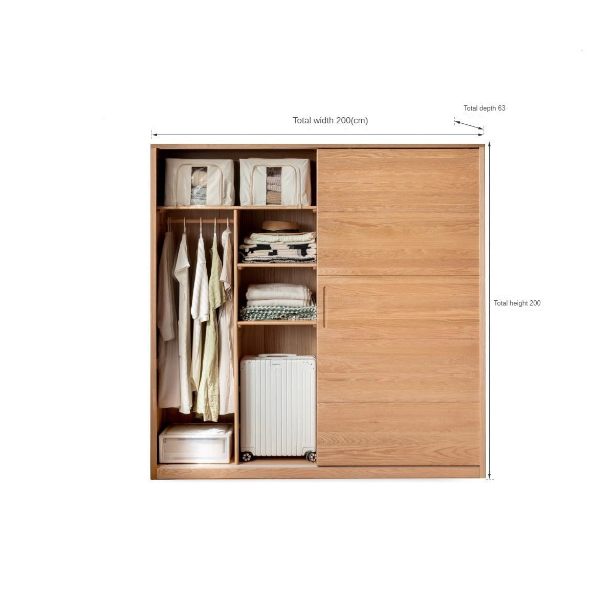 Oak, Pine Solid Wood Sliding Door Wardrobe.