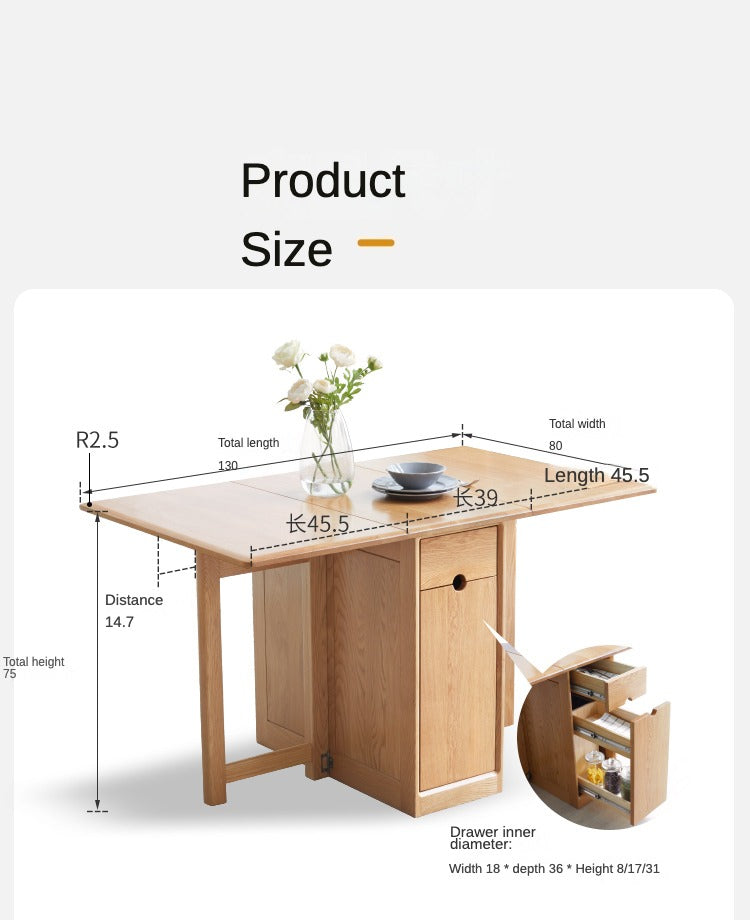 Folding dining table Oak solid wood"