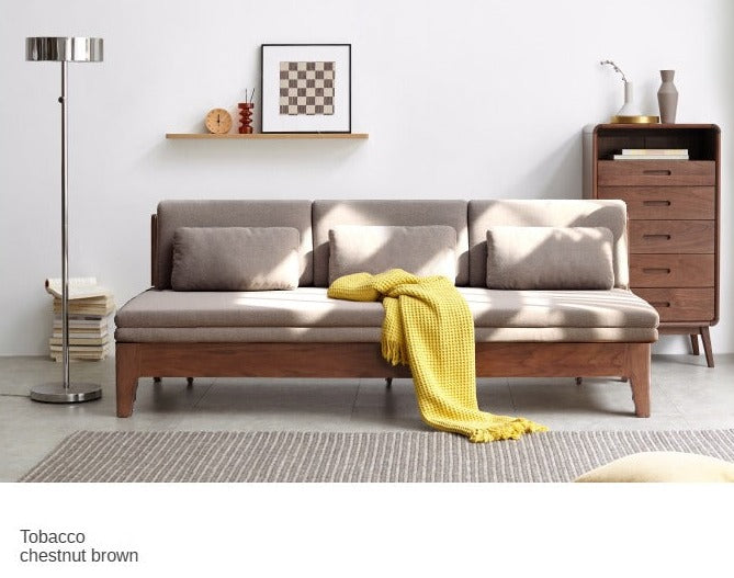 Oak Solid Wood Sofa Bed Dual-purpose Foldable Telescopic Bed