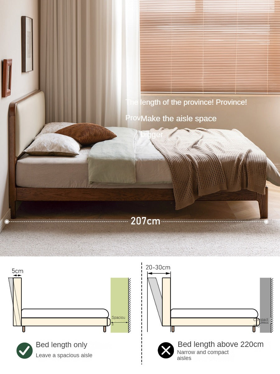 Rubber wood, Oak Solid Wood Bed Technology Fabric