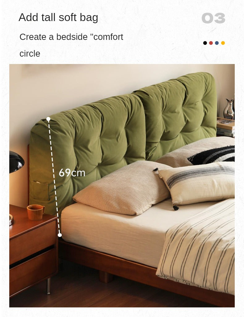 Poplar, Oak solid wood vintage soft retro bed