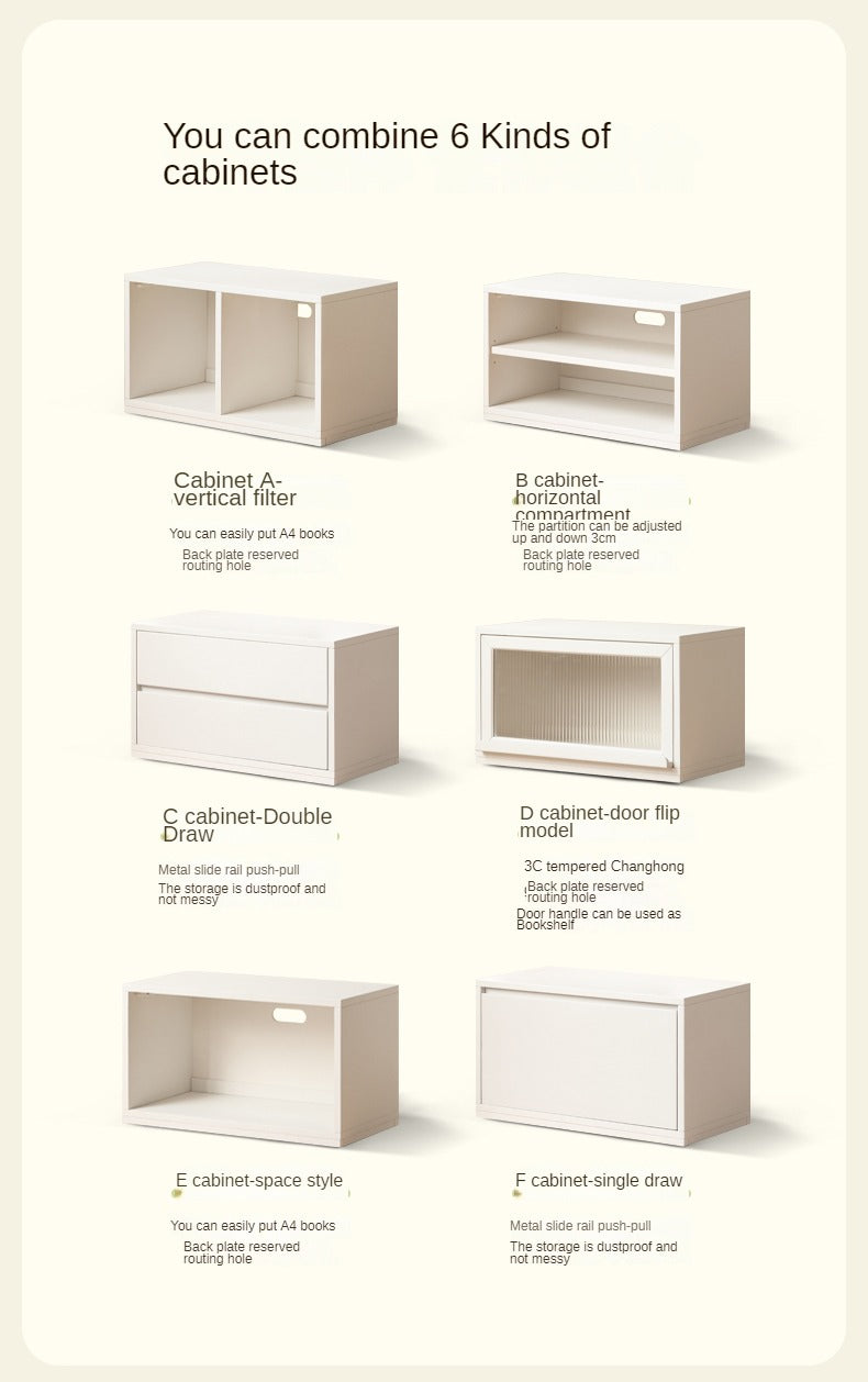 Poplar Solid Wood TV Cabinet Floor Cabinet Cream Style
