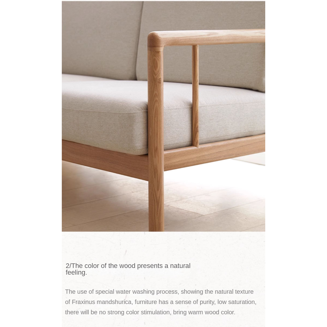 Ash Solid Wood Sofa Single Armchair-