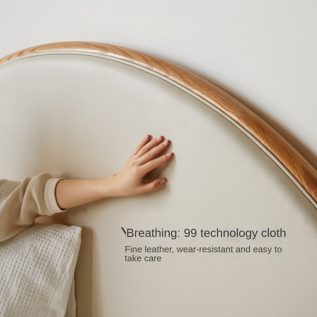 Oak Solid Wood Sunrise Bed Technology Cloth