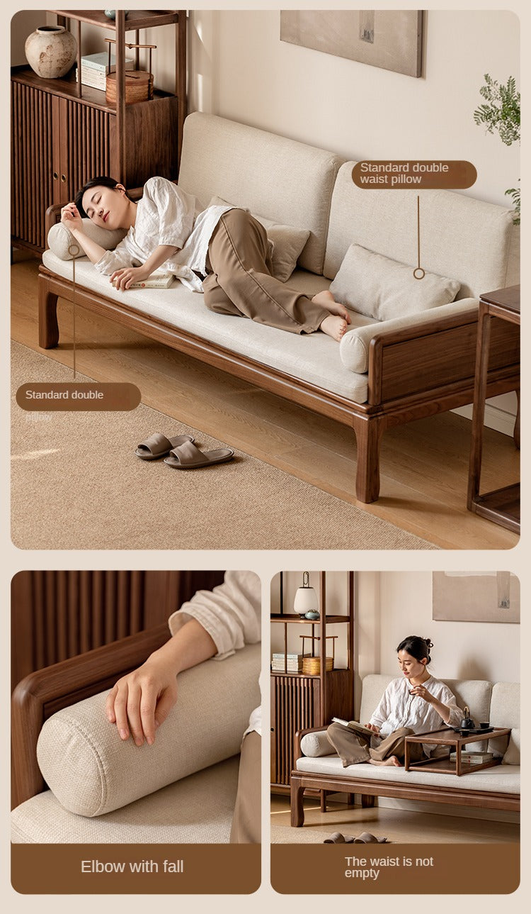 Black Walnut, Oak Solid Wood Dual Use Sofa,