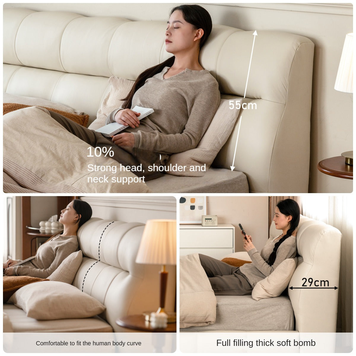 Genuine Leather Cloud Puff Soft Bed