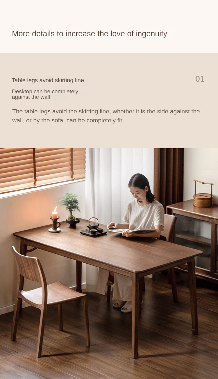 Black Walnut, Ash Solid Wood North American Dining Table