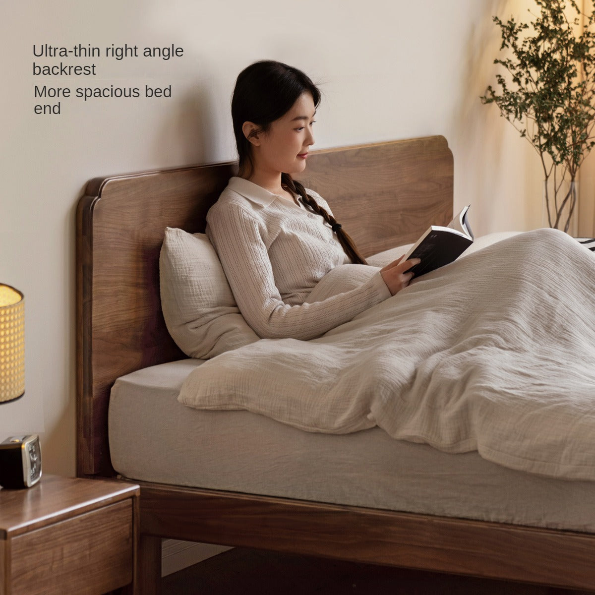 Oak, North American black walnut solid wood bed