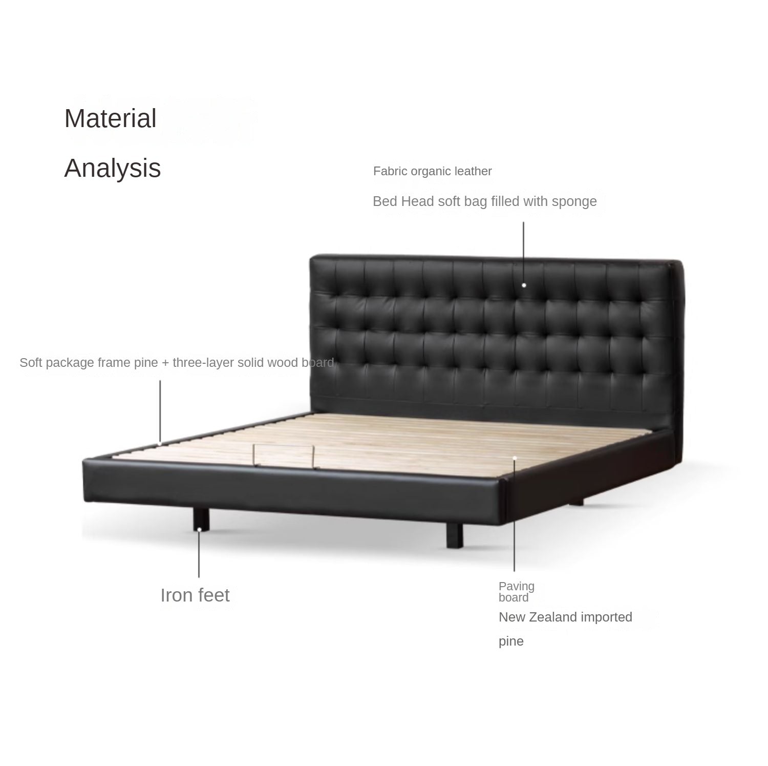 First Layer Of Yellow Cowhide Bed Suspension Bed Black