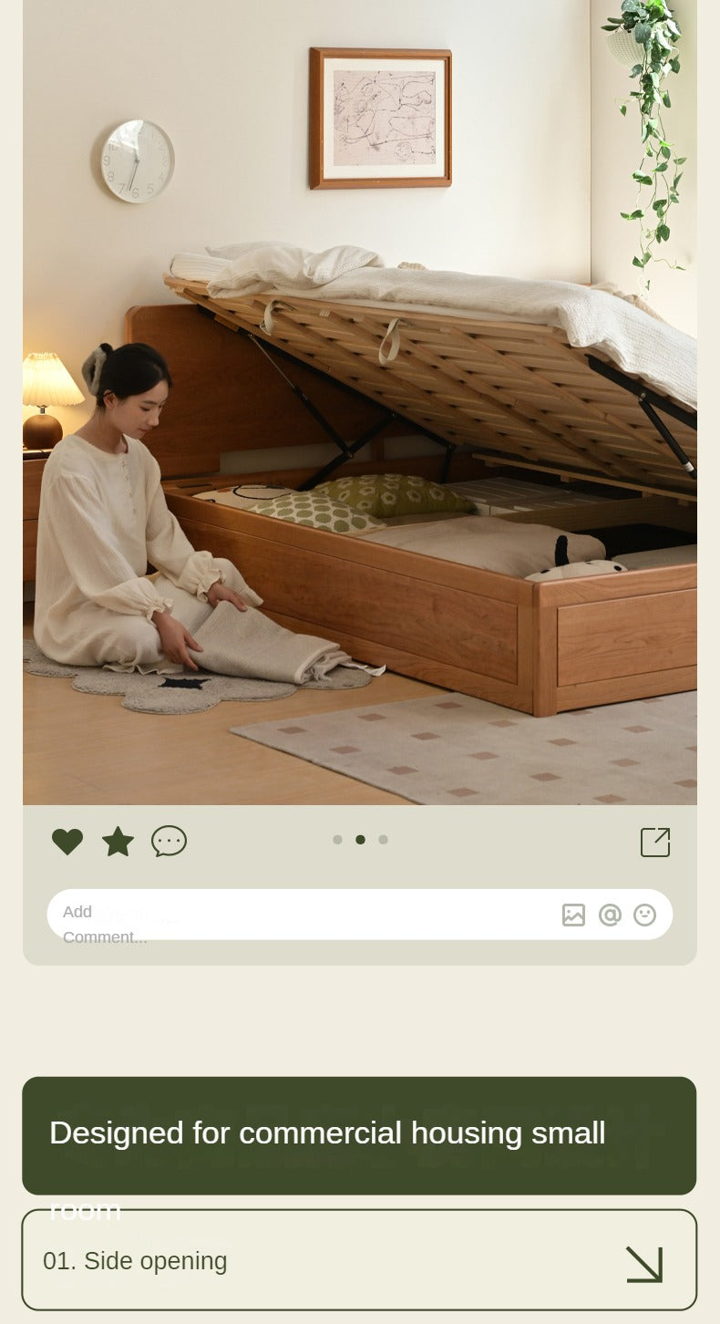 Cherry Solid Wood Box Bed