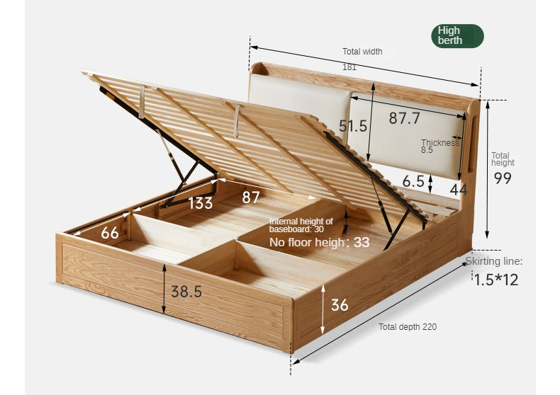 Oak Solid Wood Box Bed Storage Technology Cloth