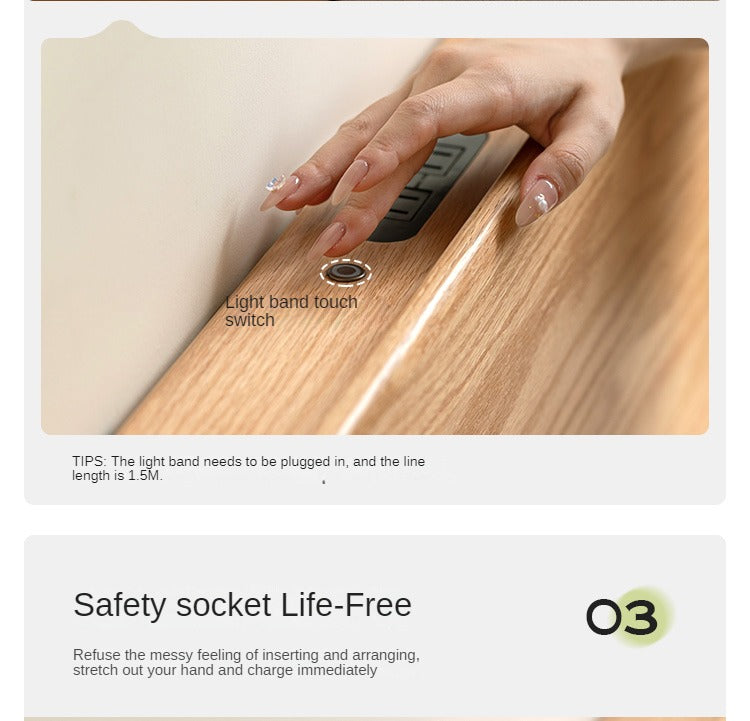 Oak Solid Wood Modern Suspension Bed