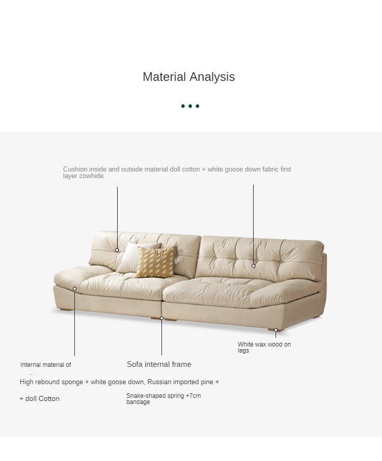 First Layer Cowhide Italian Style Sofa.