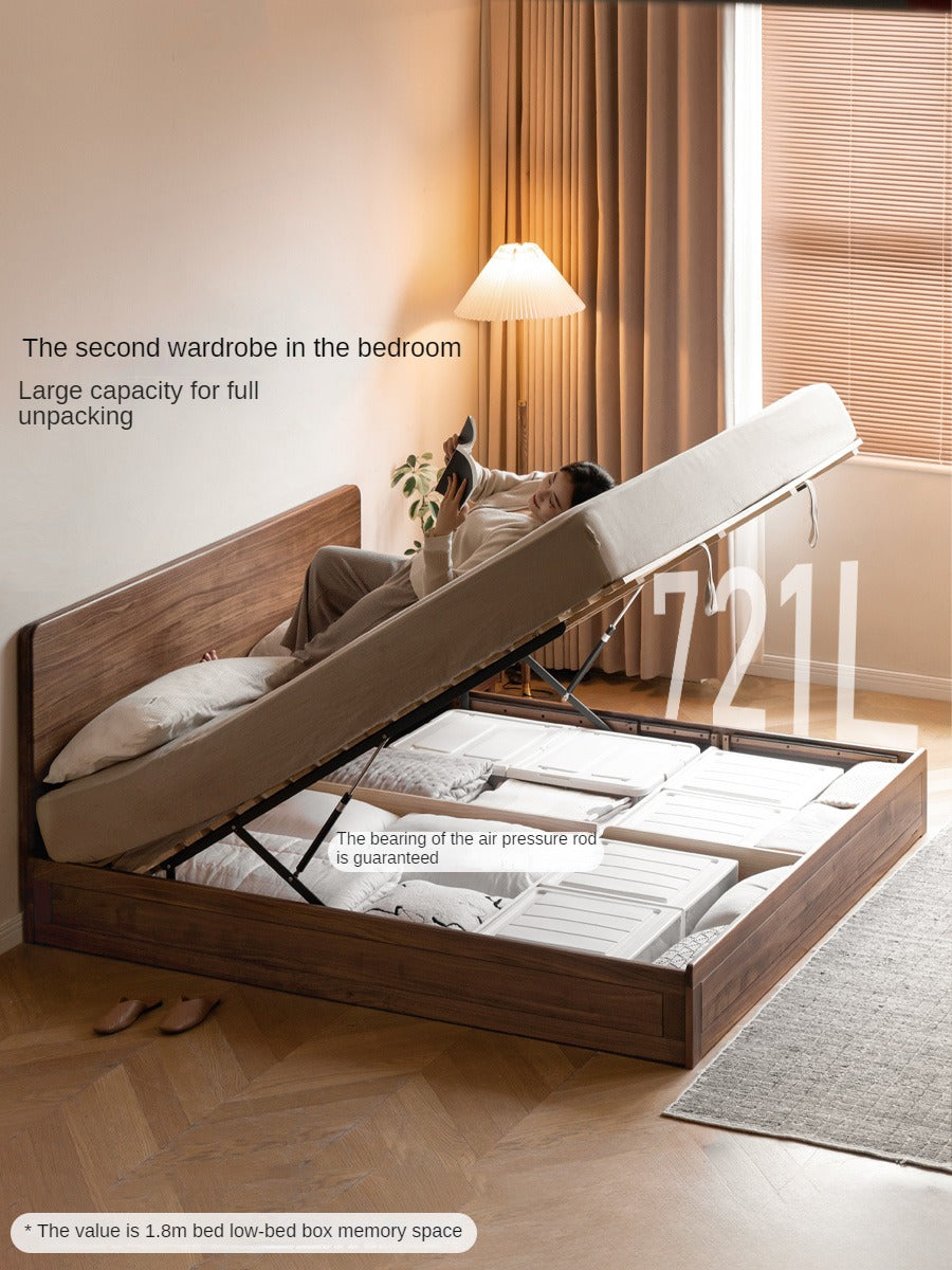 Black Walnut, Oak Solid Wood Bed Box Modern