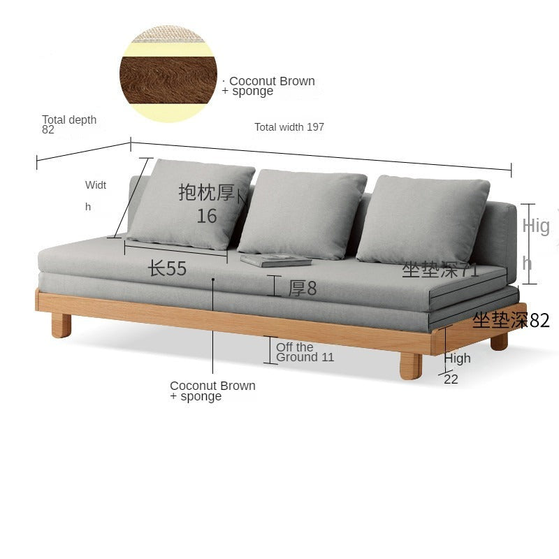 Oak, Beech solid wood sofa bed+