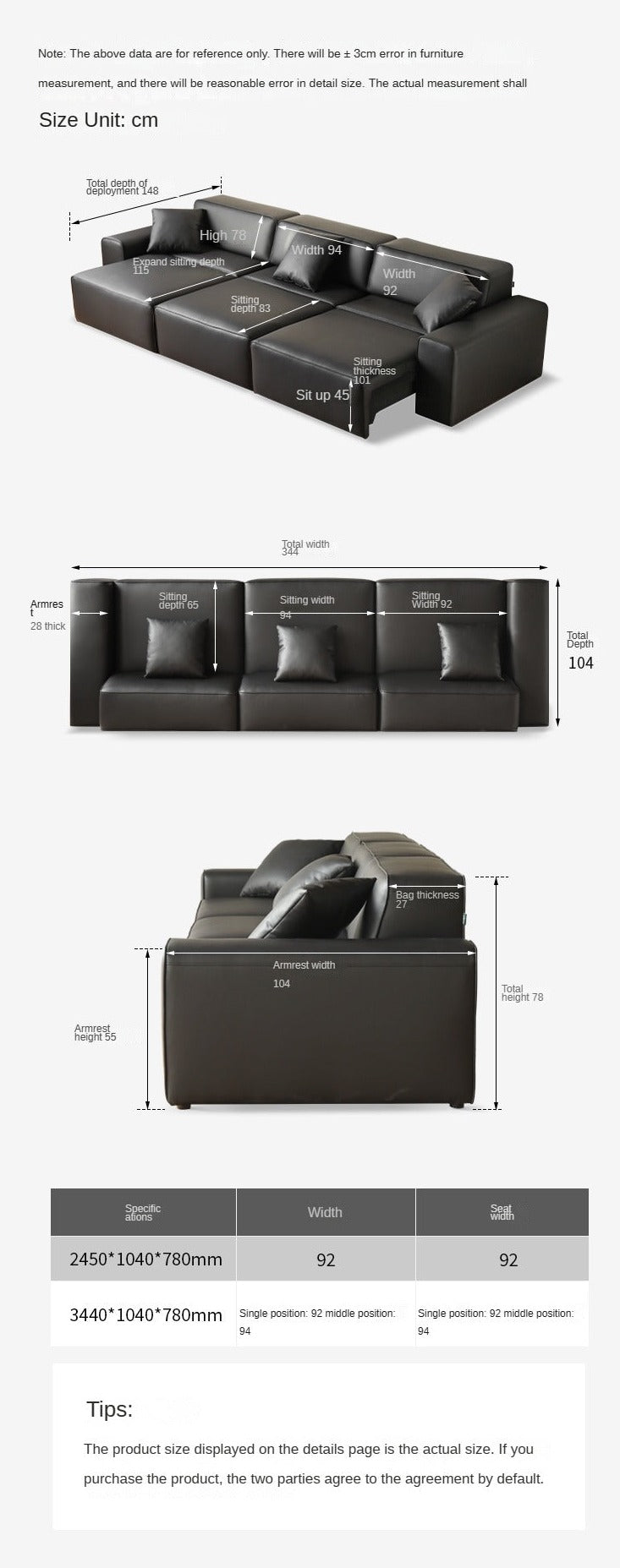 Organic Leather Art Sofa Retractable Bed Big Black Bull Electric Sofa Bed.