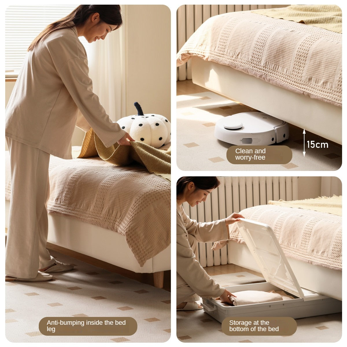 First Layer Cowhide Cream Style Suspension Bed
