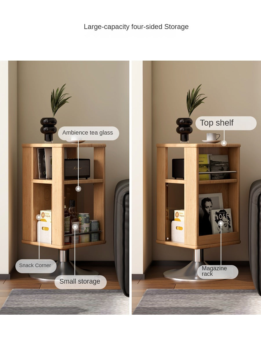 Oak Solid Wood Rotating Side Cabinet.