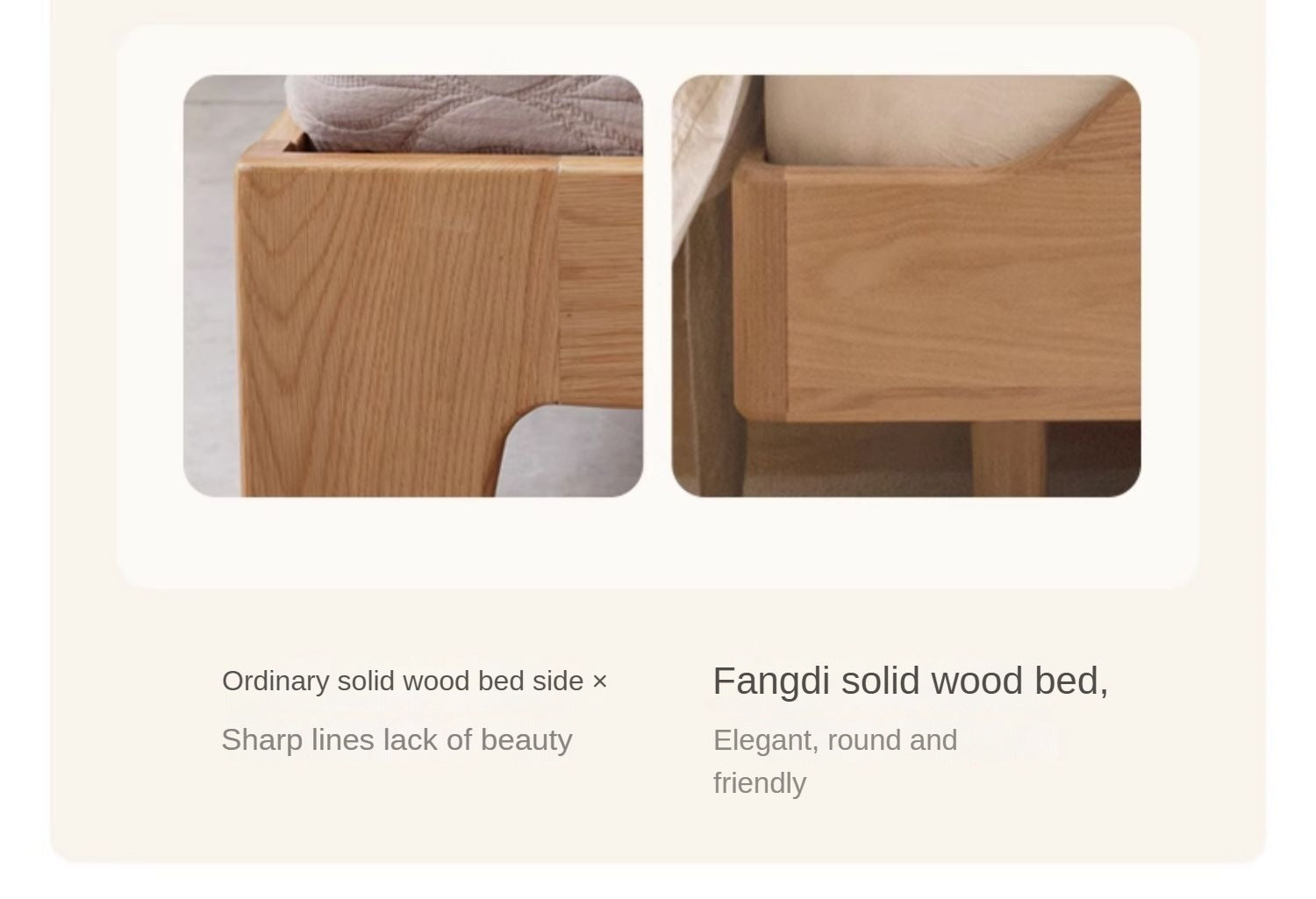 Ash Solid Wood Suspended Platform Bed, Headboard-Free Bed