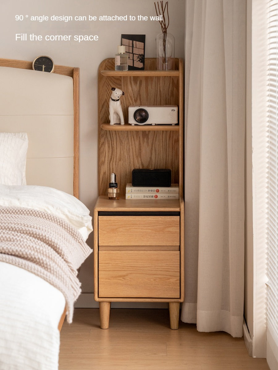 Oak Solid Wood Modern Nightstand.