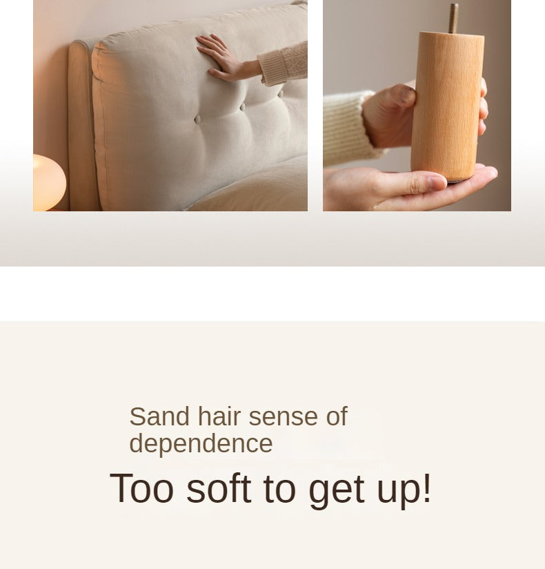 Fabric Soft Bed White Cream Style