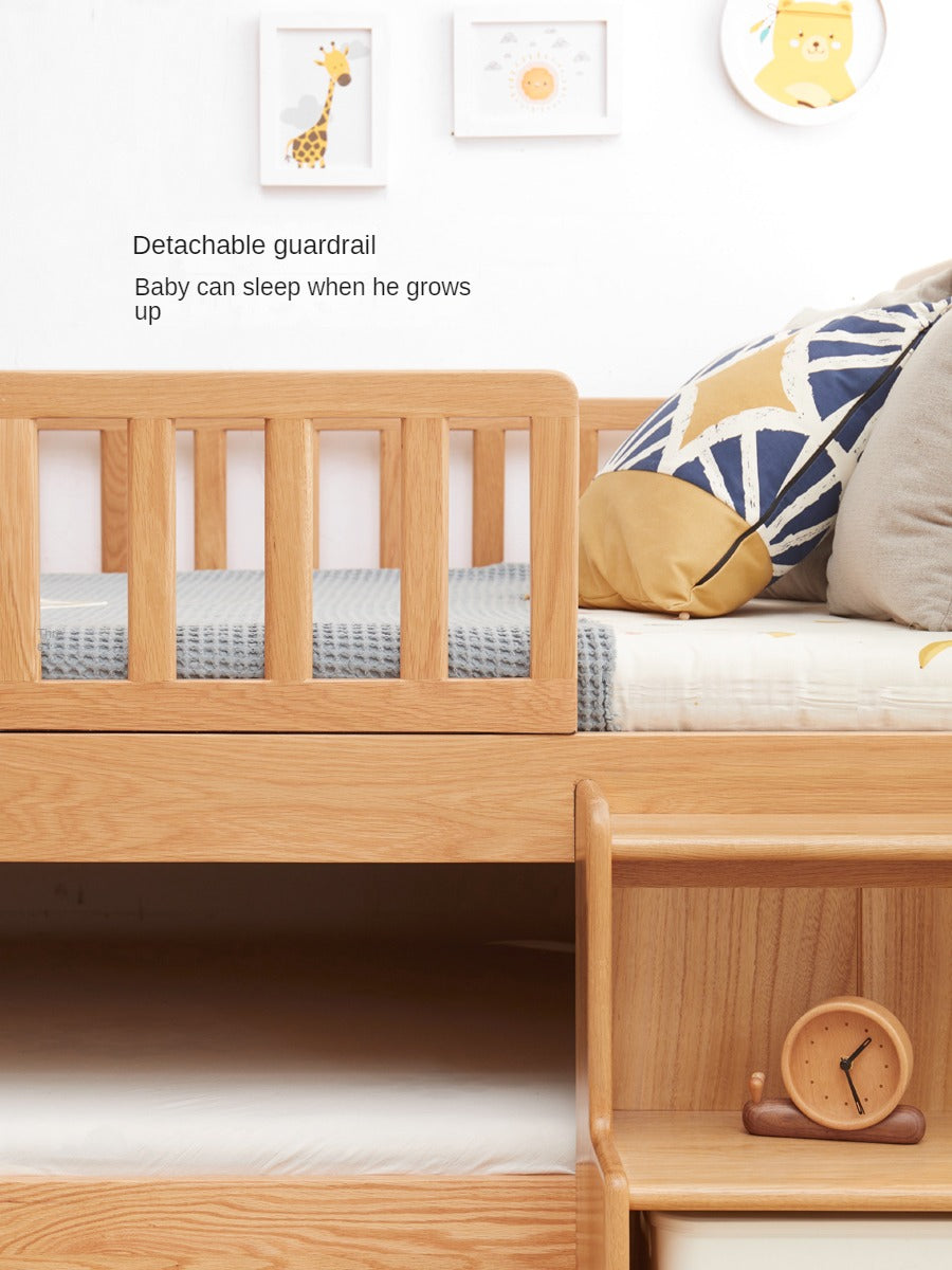 Oak solid wood Multi-function wide storage box bed<