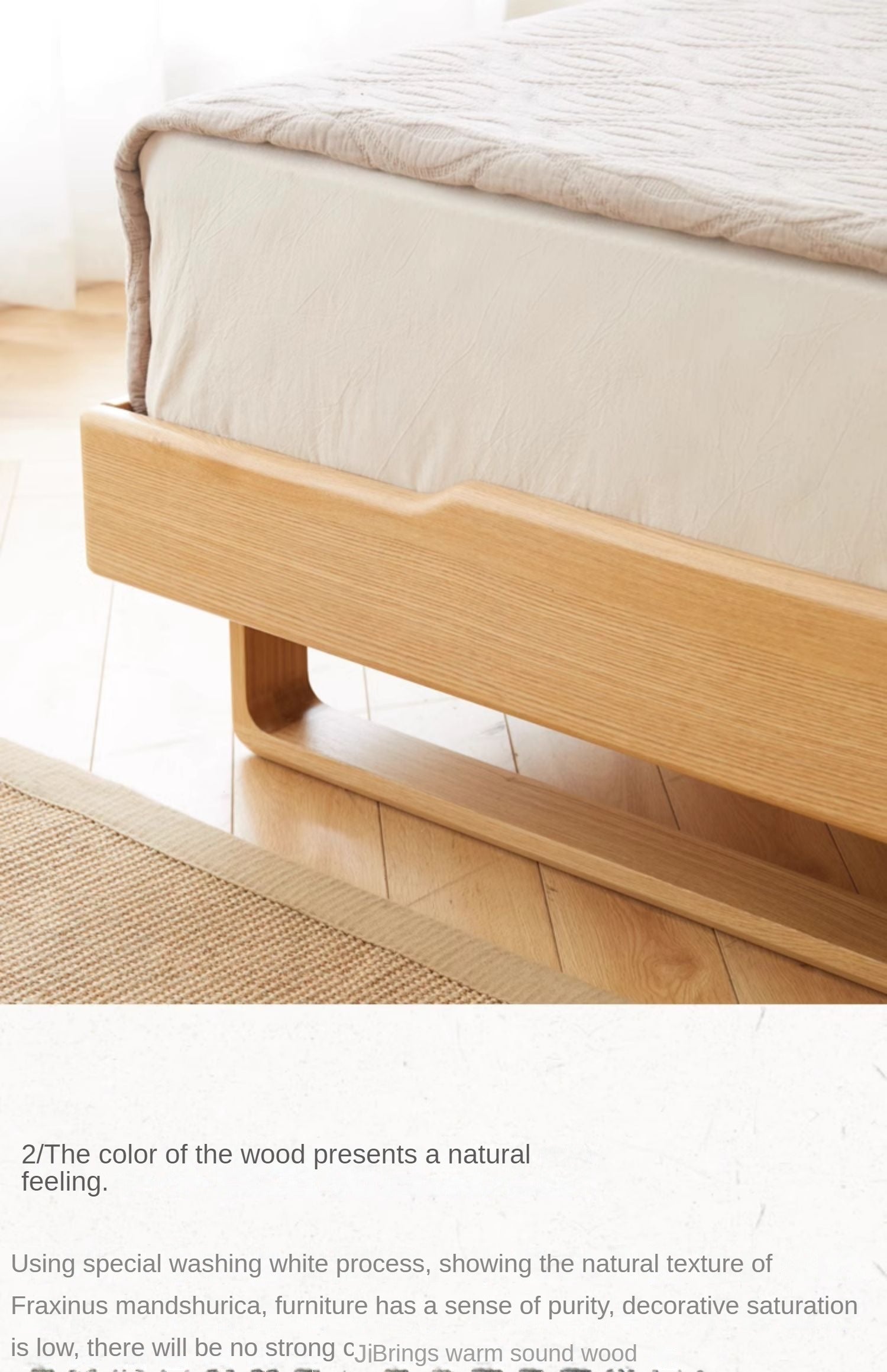 Ash Solid Wood Soft Back Bed Nordic Modern