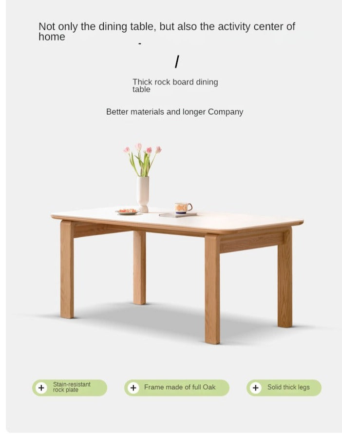 Oak Solid Wood, Solid Rubberwood Slate Dining Table