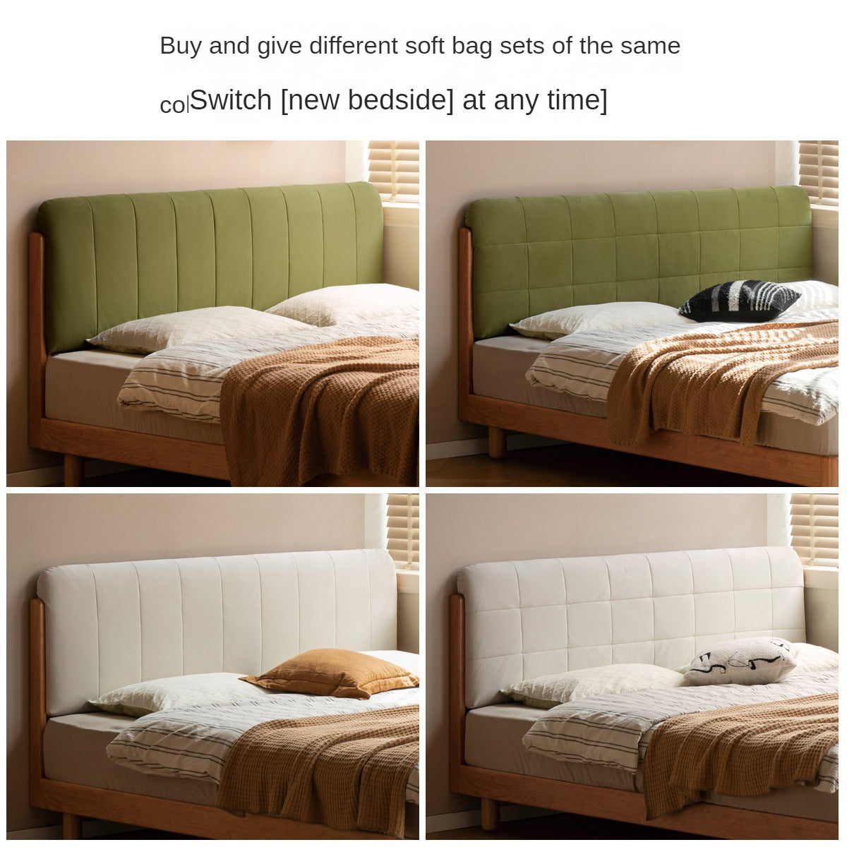 Cherry Solid Wood fabric Soft Bed