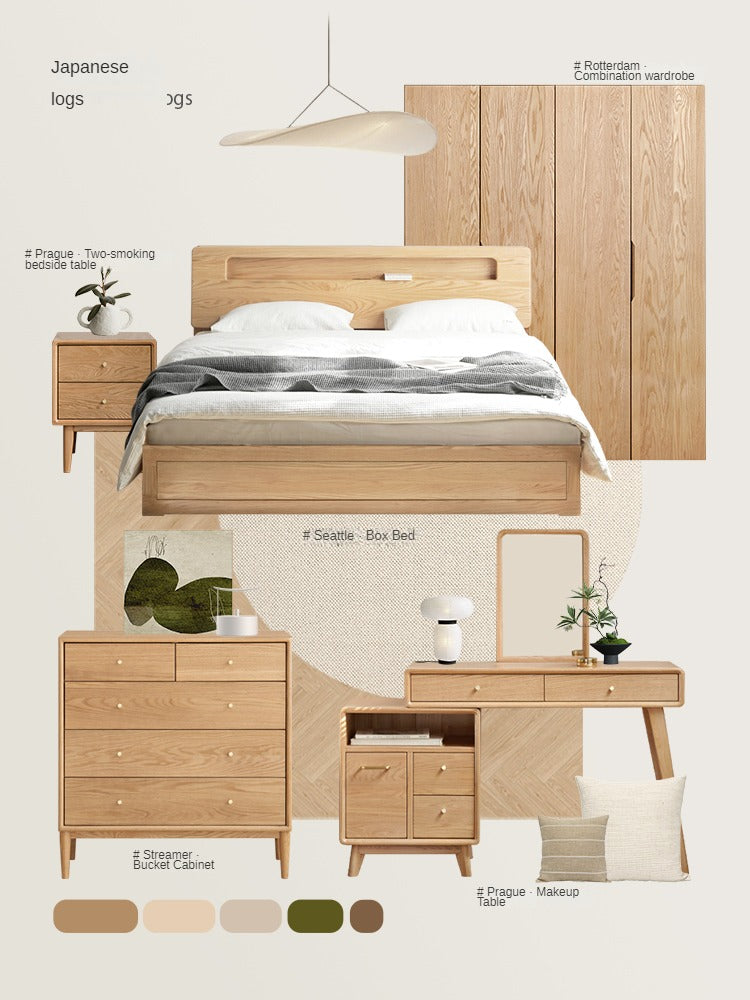 Oak Solid Wood, Solid RubberWood Nordic Chest of Drawers