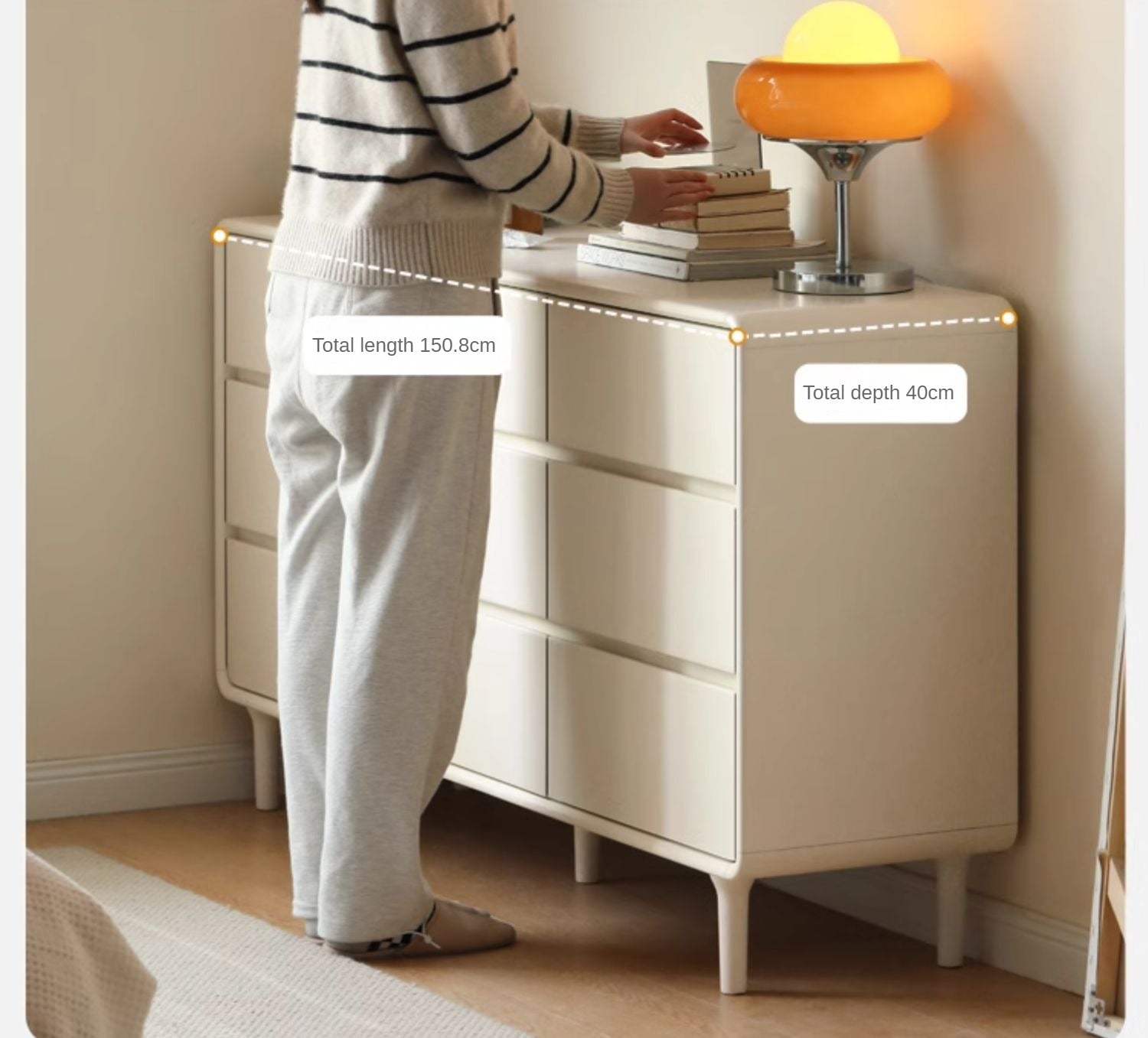 Ash Solid Wood Cream Style Chest of Drawers