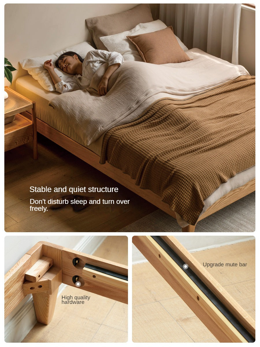Oak, Ash Solid Wood Platform Bed, Headboard-Free Bed Modern Minimalist