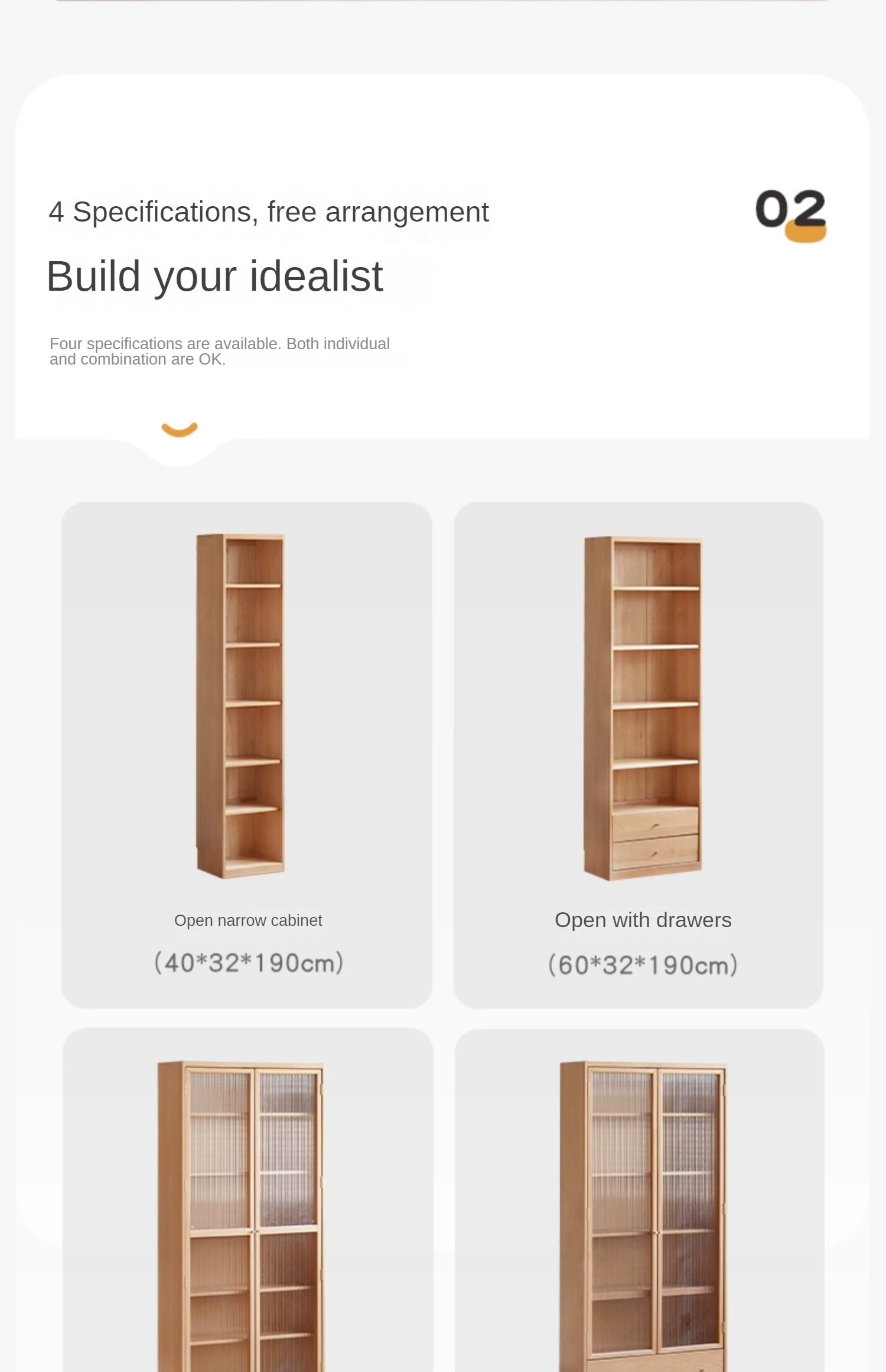 Beech European Solid Wood Bookcase Combination Cabinet