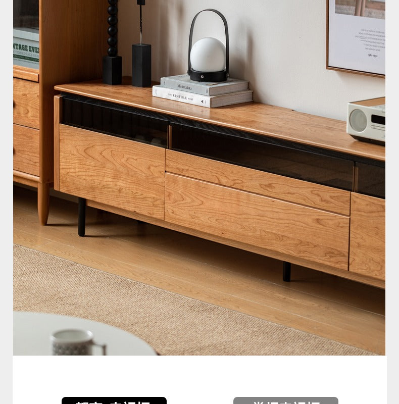 Cherry Solid Wood TV Cabinet Modern Simple))