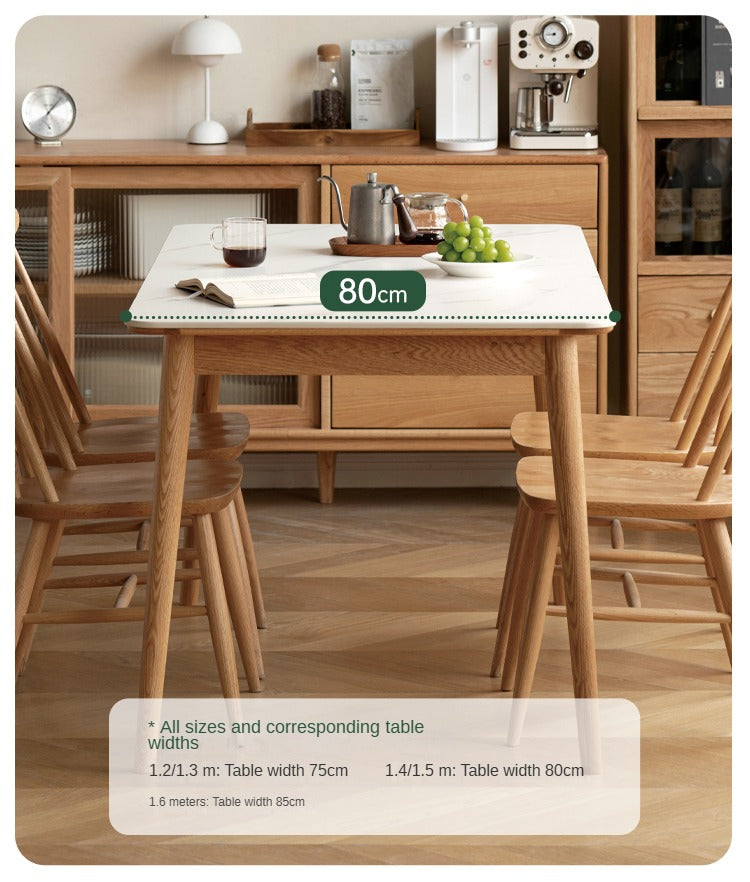 Oak Solid Wood Dining Table With Rock Slab Surface