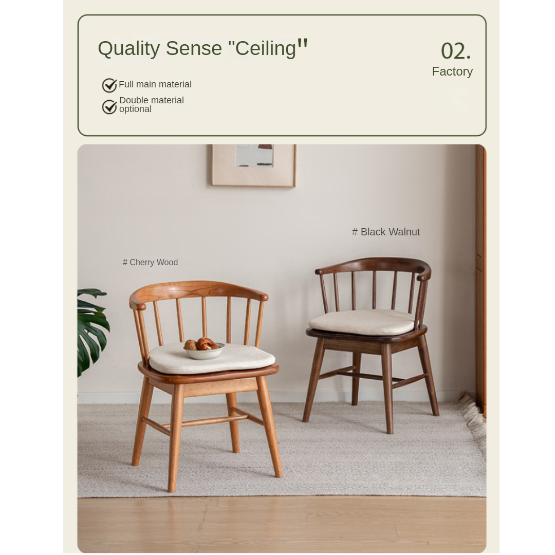 Black Walnut, Oak, Cherry Color Solid Wood Rotating Chair