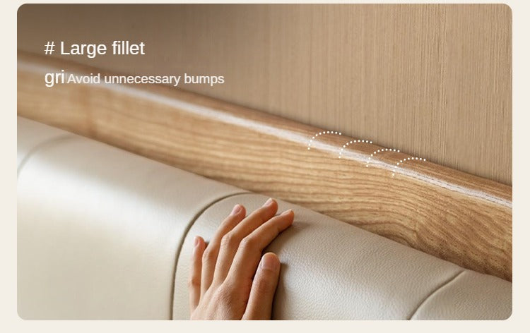 Ash Solid Wood Leather High Soft Back Bed