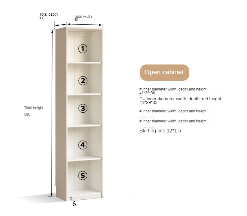 Poplar Solid Wood Bookcase White With Glass Door French Cream Style