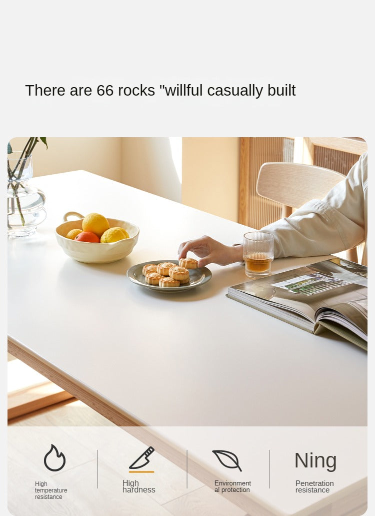 Oak Solid Wood Rectangular Rock Slab Dining Table