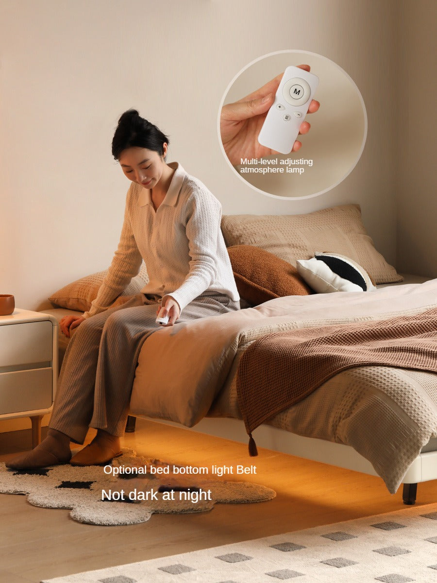 Poplar solid wood platform bed, headboard-free bed