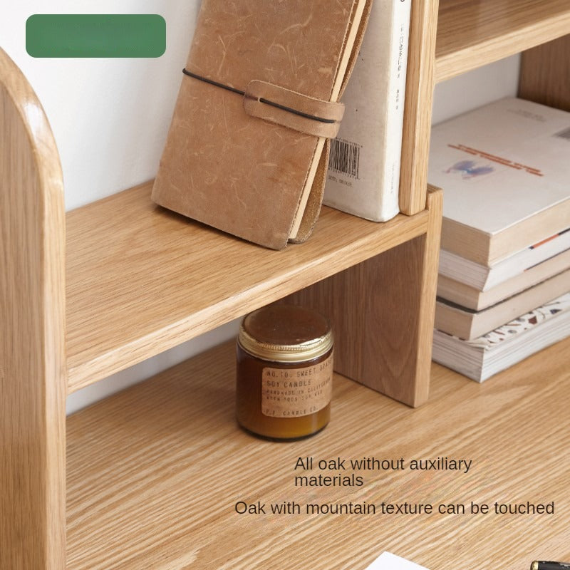 Oak, Rubberwood Solid Wood Small Bookcase Simple Study Telescopic Organizing Shelf Nordic<