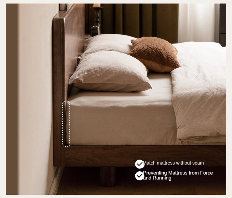 Black Walnut, Oak, Catalpa Solid Wood Floating Bed with Modern Minimalist Design