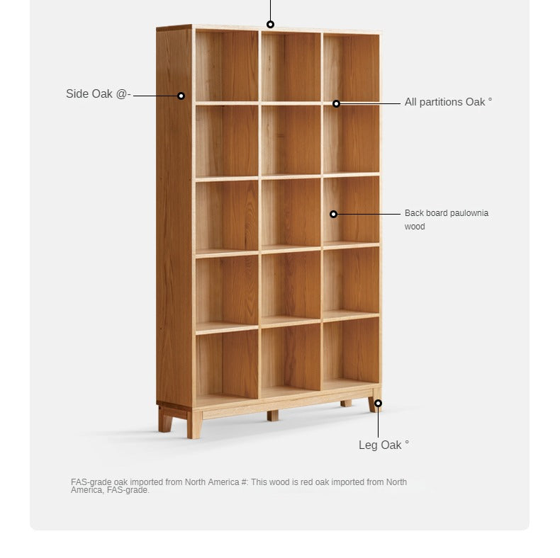 Oak Solid Wood Floor To Ceiling Bookshelve
