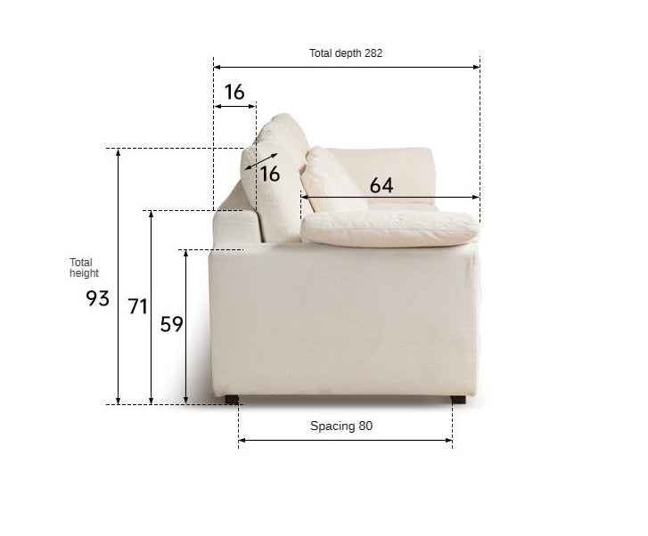 Fabric White Cream Style Down Sofa.