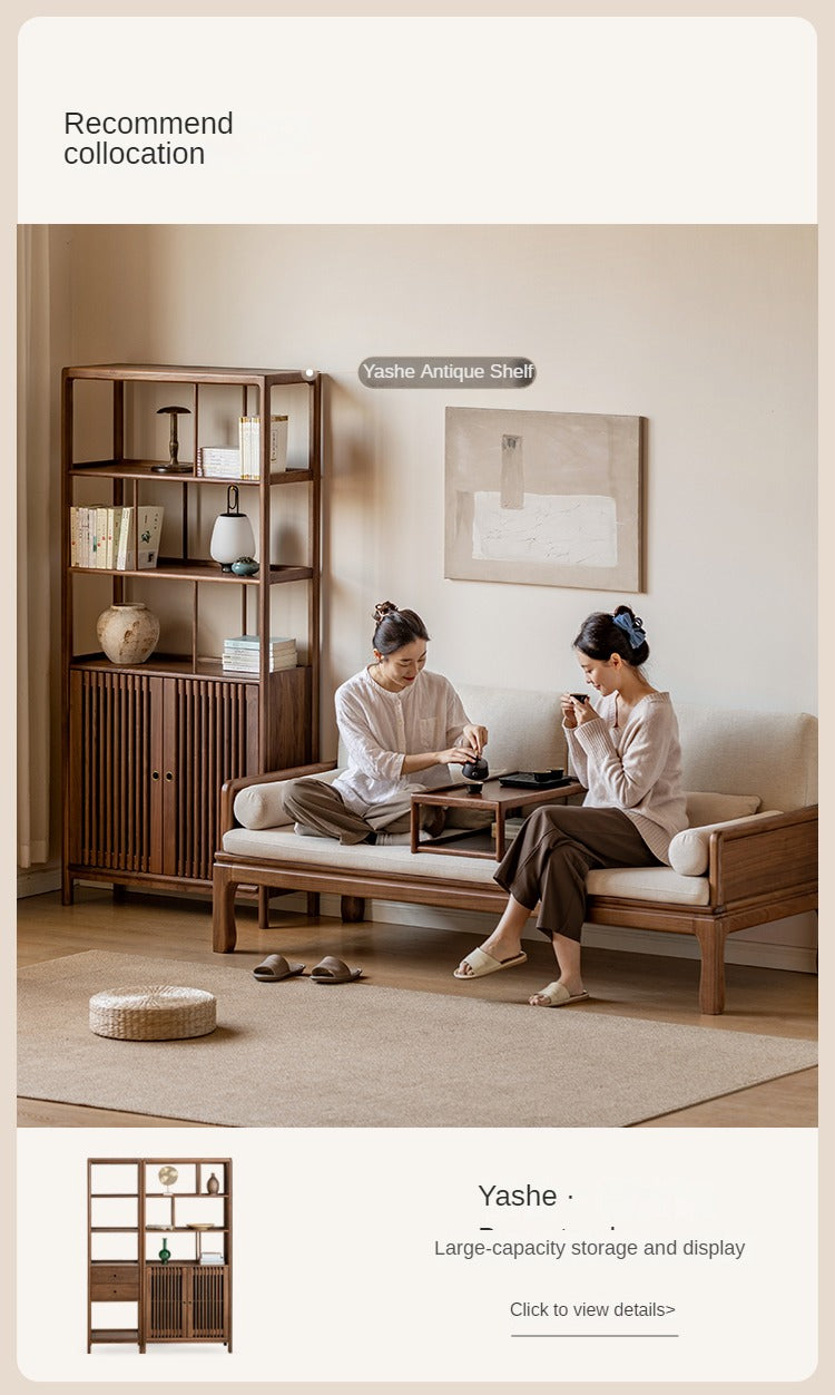 Black Walnut, Oak Solid Wood Dual Use Sofa,