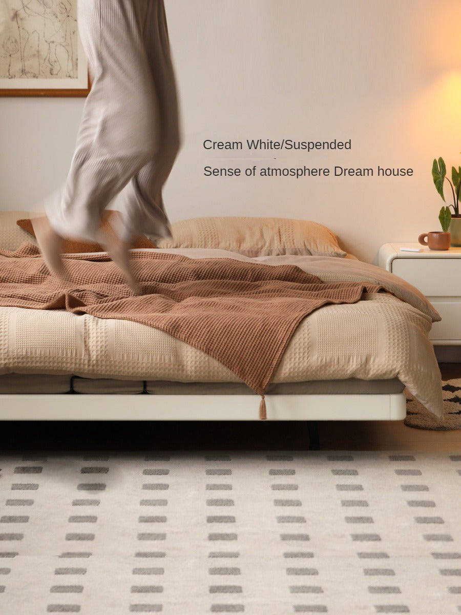 Poplar solid wood platform bed, headboard-free bed