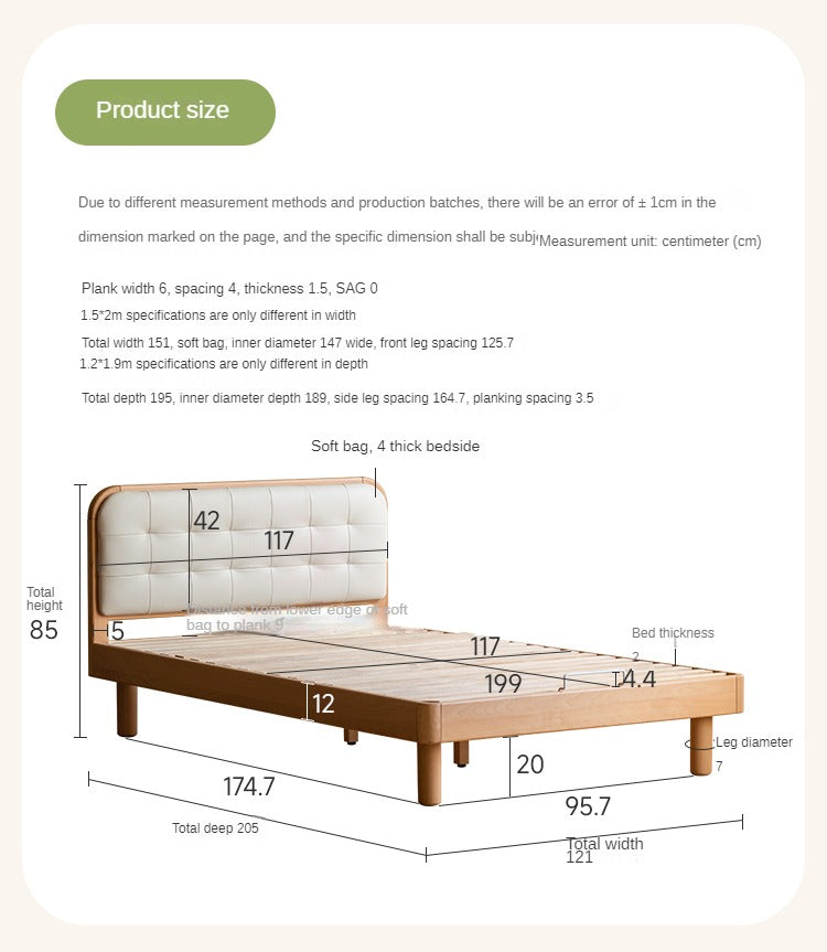 Rubberwood, Beech Solid Wood Children's Soft Bed