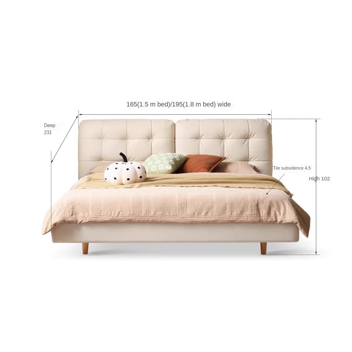 First Layer Cowhide Cream Style Suspension Bed