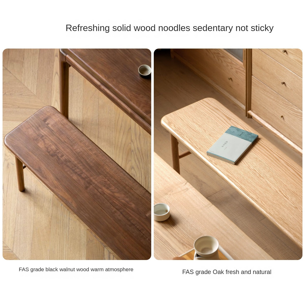 Black Walnut, Oak Solid Wood Tea Stool, Long Stool